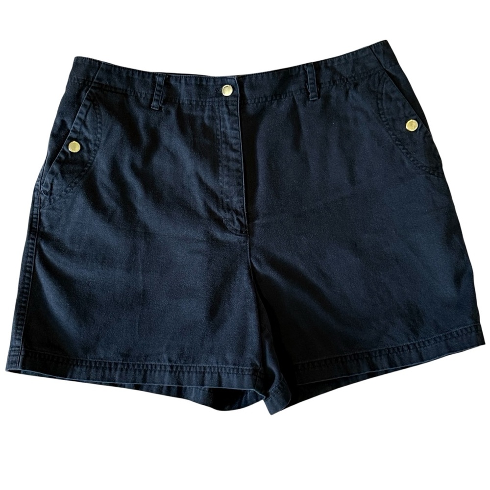 Lauren Ralph Lauren Black 100% Cotton Shorts with Gold Snaps On‎ Pockets Size-14